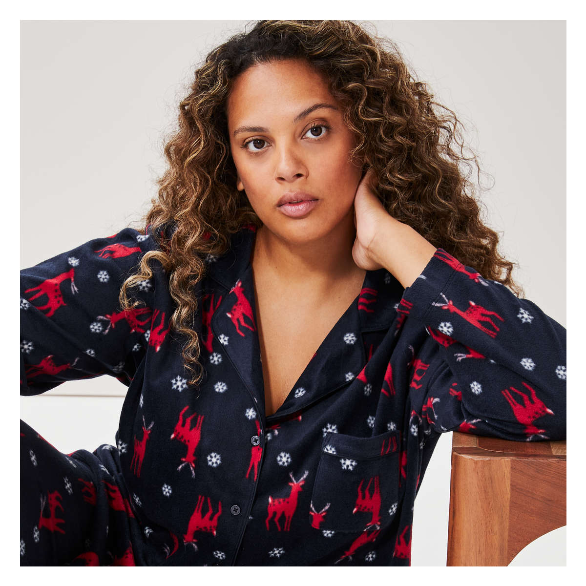 Women+ 2 Piece Holiday Sleep Set in Dark Navy from Joe Fresh